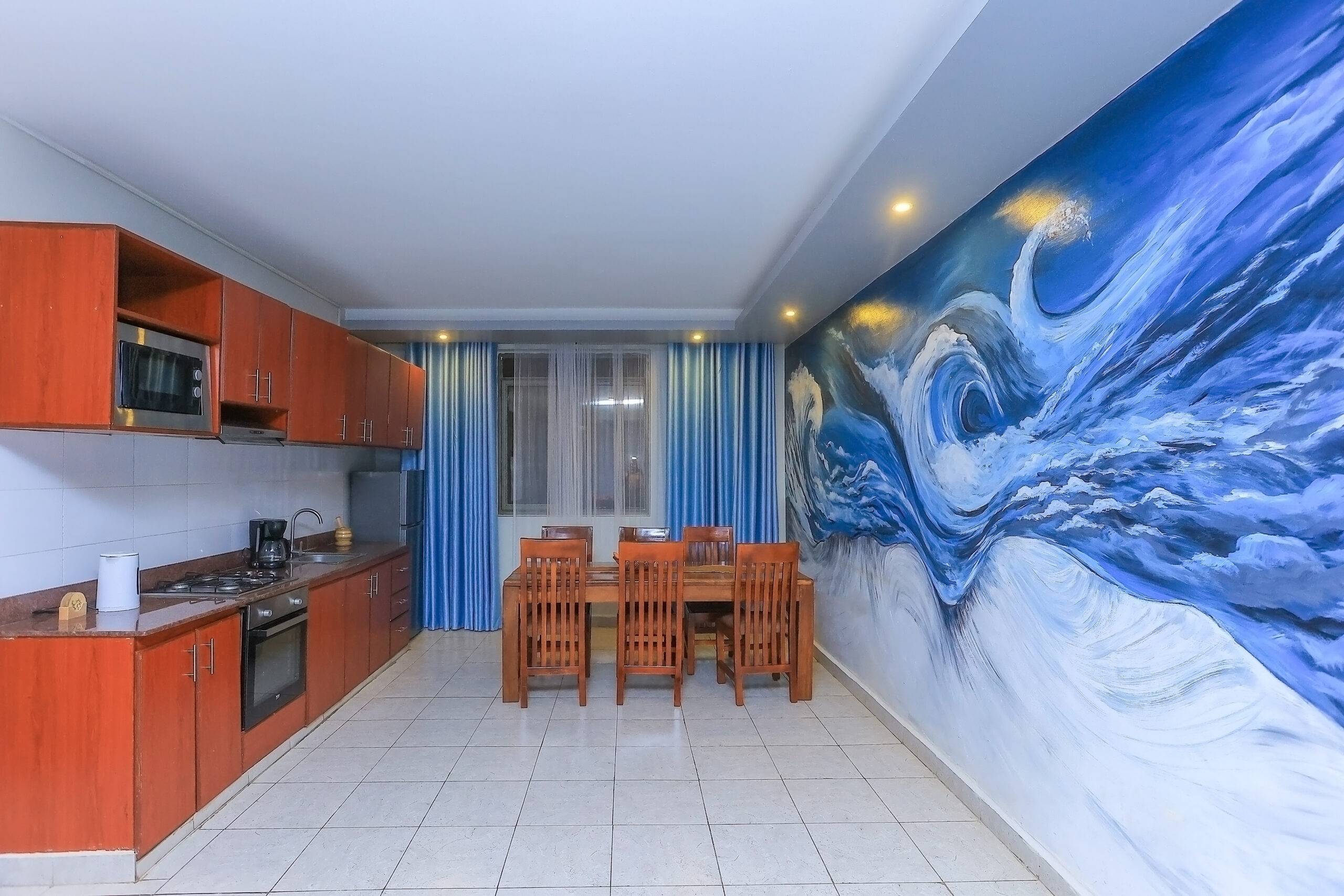 Fully equipped kitchen in a two bedroom apartment at Bon Bini Residence