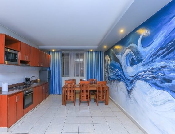 Fully equipped kitchen in a two bedroom apartment at Bon Bini Residence